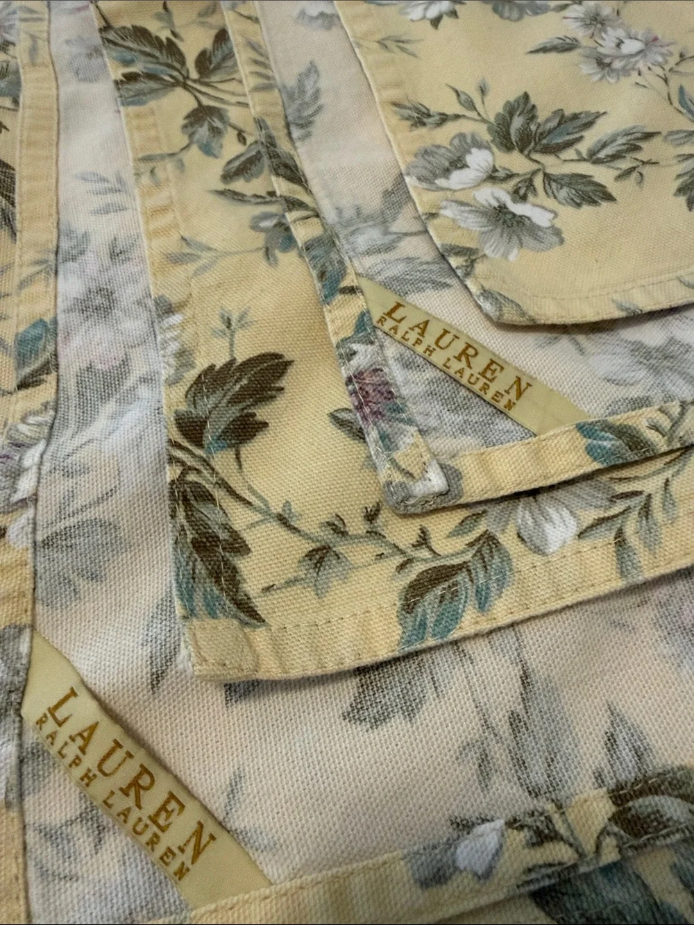 Vintage Ralph Lauren Newberry Floral Cotton Tablecloth 70” Round & 4 Napkins Set
